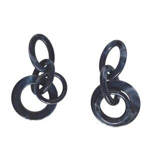 Blue Chunky Hoop Earrings Acrylic Marbled Statement Jewelry